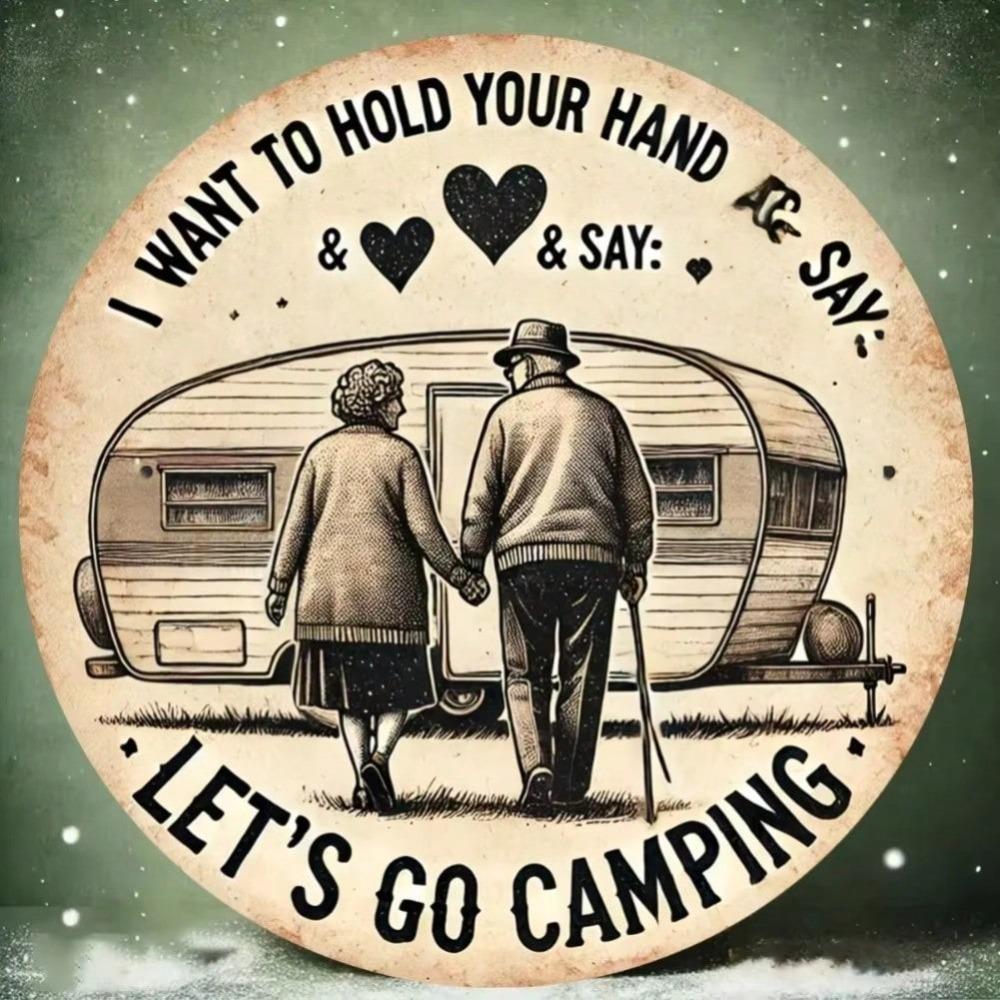 Camping Retro Aluminium Wandkunst Herz Design Vintage Wohnmobil Schild Heimdekoration