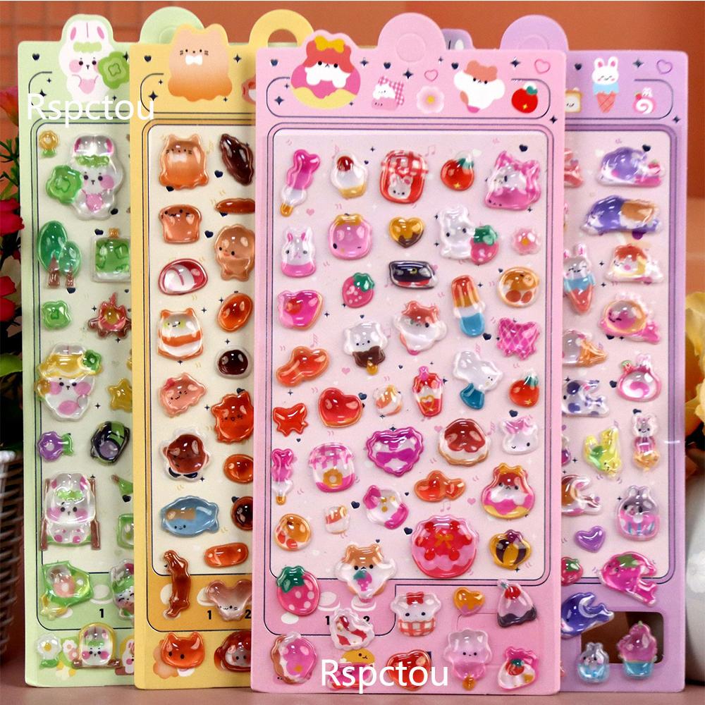 Kawaii Cartoon Animal 3D Sticker Cute Fun DIY 3D Embossed Crystal Stickers for Scrapbook Journal Stationery Decoration