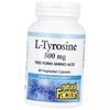 Tyrosine Capsules, L-Tyrosine 500, Natural Factors 60 Vegcaps (27406001)