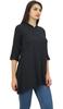 Phagun Women's Black Cotton Modal 3 4 Sleeve Button Down Blouse Shirt Top -