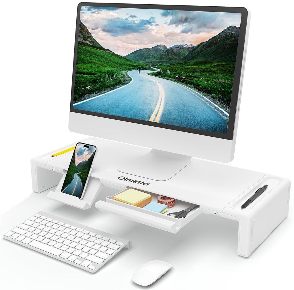 Support de moniteur Olmaster pour ordinateur de bureau, largeur 3 niveaux, support pour smartphone, tablette, clavier, capacité de charge de 8 cm, support pour ordinateur portable, produit authentique