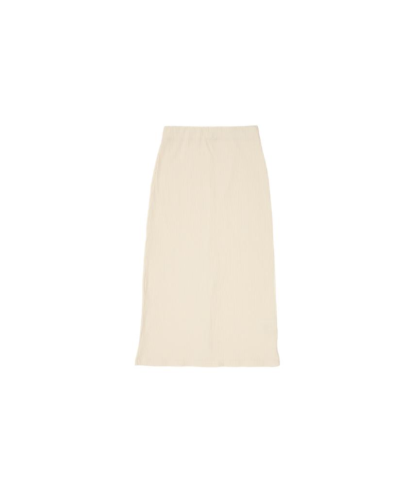 320 Showroom Banding Slit Ribbed Span Long Skirt Cream