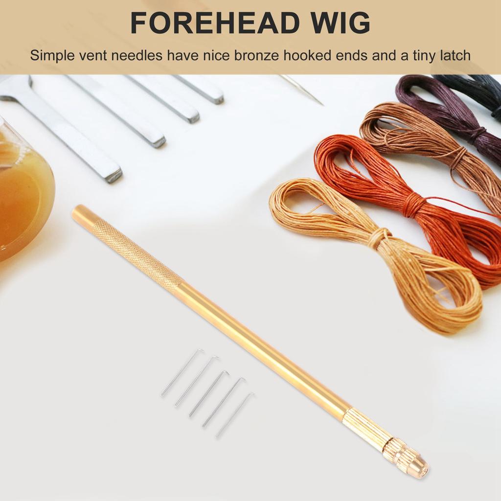 Versatile Wig Crochet 5Pcs Ventilating Needles +1 Brass Holder For Lace Wig Needle Hairpiece Knotting Hook Sets Beaded Hook
