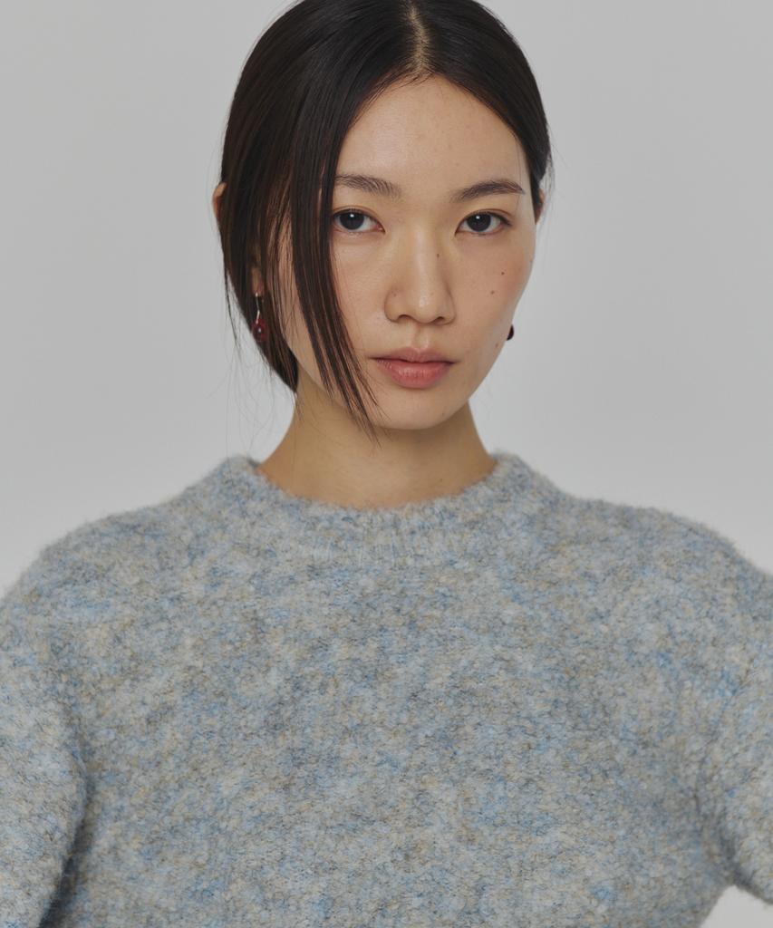 Amomento Mix Boucle Crop Knit_Blue