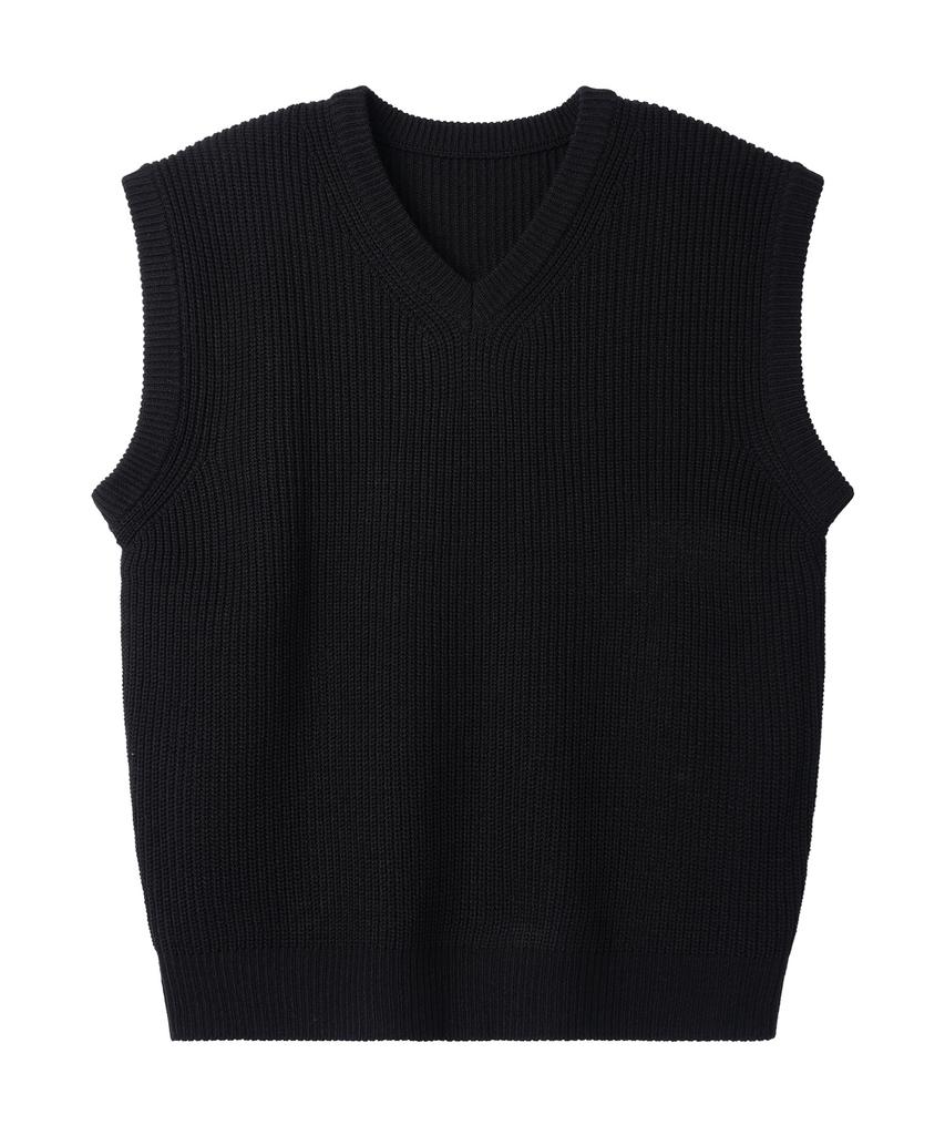 ALVINCLO [De Luxe] Oversized V-Neck Hacci Knit Vest Dlx1508 (5 Colors)