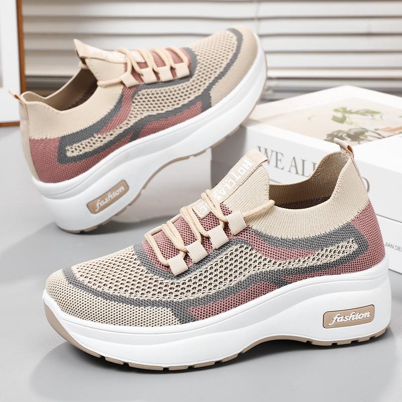 Mother's Shoes, Thick-sole Casual Style, Height-increasing Shoes, Breathable Mesh Shoes.