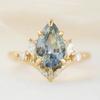 Luxury European and American Jewelry Fashion Simple Atmosphere Sea Blue Crystal Jewelry Ins Diamond-encrusted Women's Ring