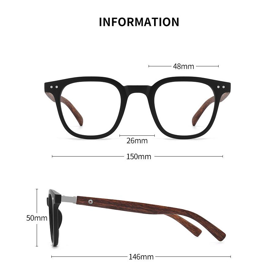 Trendige Anti-Blaulicht-Brille mit Holzmaserung und TR90-Bügeln, Herren Damen Groß Quadratisch Blaulichtfilter für Computerbrillengestelle F83026