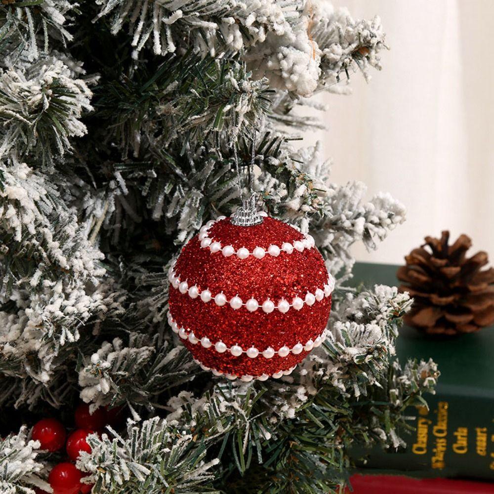 12pcs/box Gift 7CM Christmas Ball Snowflake Hanging Christmas Tree Ball Foam Glitter Xmas Tree Hanging Pendant Home Party