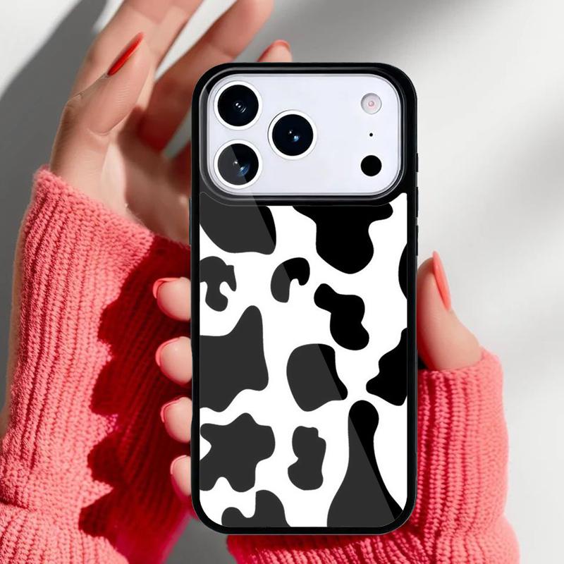 Fashion Cow Spots Leopard Print Phone Case for iPhone 17 16 15 14 13 Pro Max Back Cover for 12 11 Pro Coque