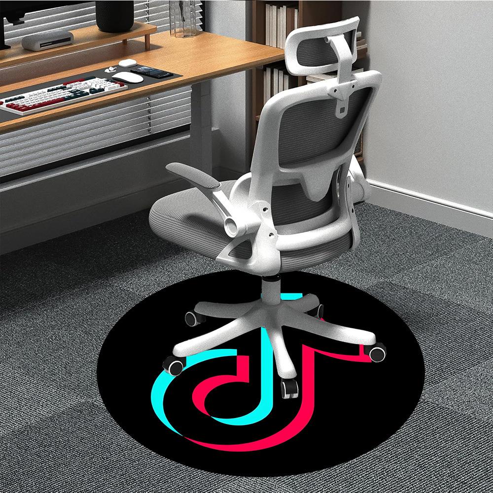1pc TikTok Logo Chair Carpet for Office - Indoor Non-Slip Washable Polyester Fiber Carpet, Soft Comfortable Mat For Office yy250928032