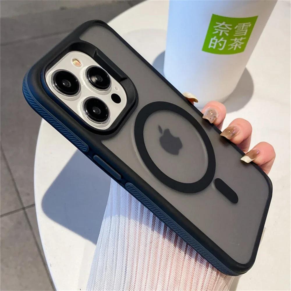 Matte Translucent Armor Shockproof Case For For Iphone 16 1 14 Plus 13 12 11 Pro Max Magnetic Wireless Charge Cover