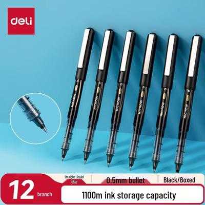 Deli 0.5mm Black Direct Liquid Bullet Tip Gel Pens