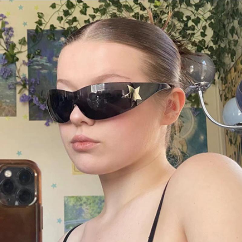 Lunettes de soleil de luxe pour femmes, nouvelles lunettes de soleil de sport punk de marque, lunettes de créateur Y2K, une pièce, lunettes de mode pour hommes, lunettes UV400