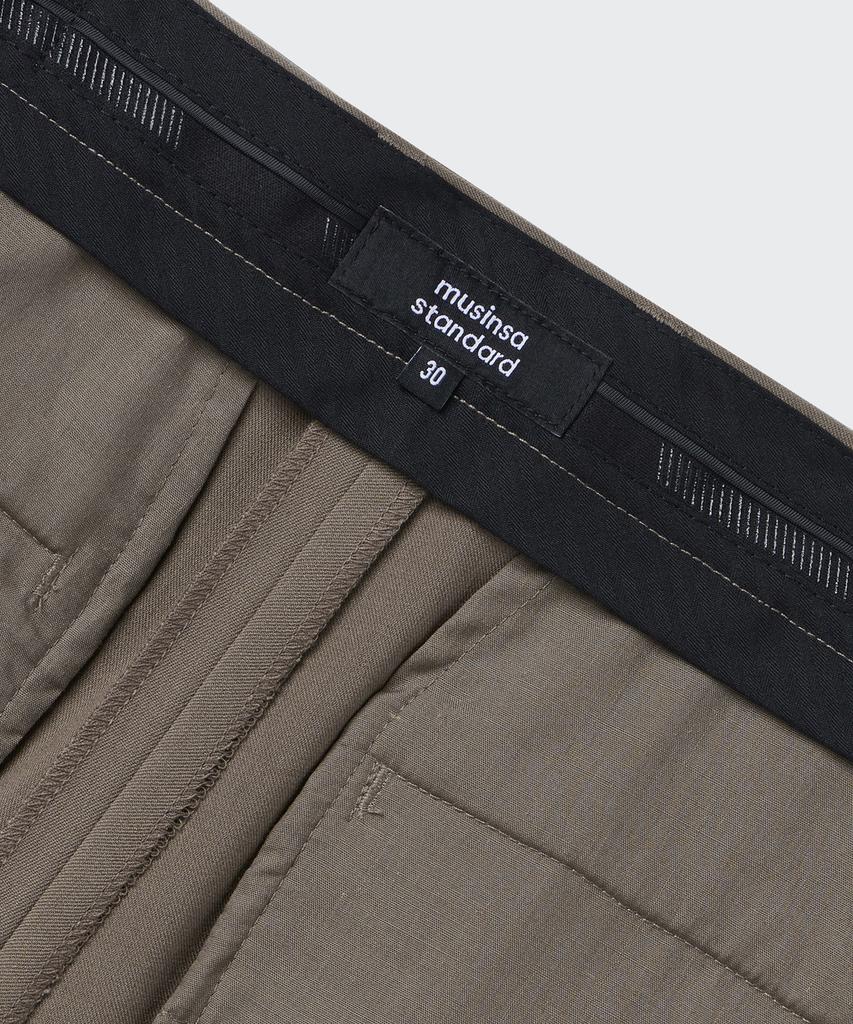 MUSINSA STANDARD Straight Hidden Banding Slacks [Dusty Beige]