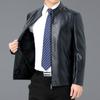 Men's Plus Size Velvet Middle-aged and Elderly Stand-up Leather Jacket Sheepskin Loose Daddy Jacket
