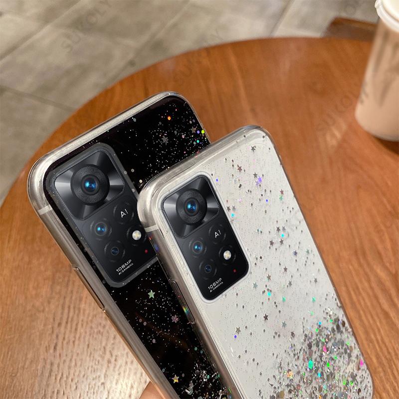 Transparant Glitter Telefoonhoesje Voor Xiaomi 13T Pro 12T 11T Pro Poco X5 Pro Redmi Note 12 11 10 Pro Verloop Regenboog Pailletten