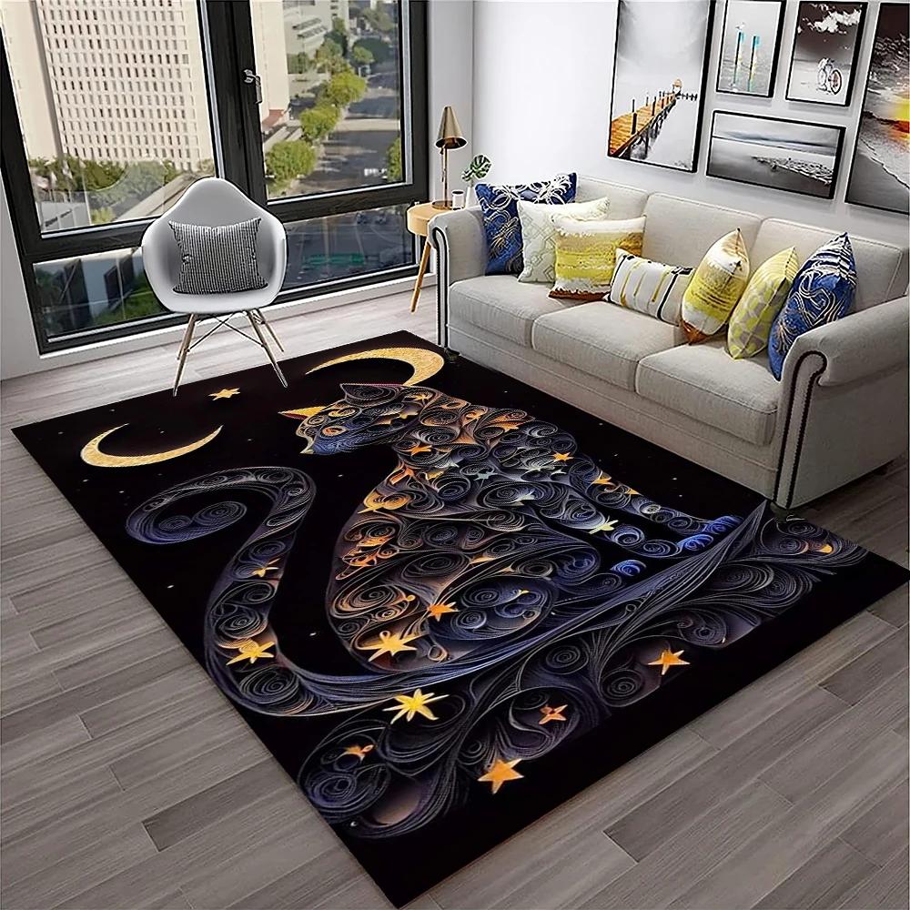 3D Niedliche Katze Blume Cartoon Teppich Teppich für Zuhause Wohnzimmer Schlafzimmer Sofa Fußmatte Dekor, Kinder Spielbereich Teppich Rutschfeste Bodenmatte