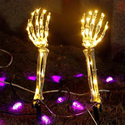 2pcs Skeleton Hand Light Outdoor Halloween Decor Garden Lamp