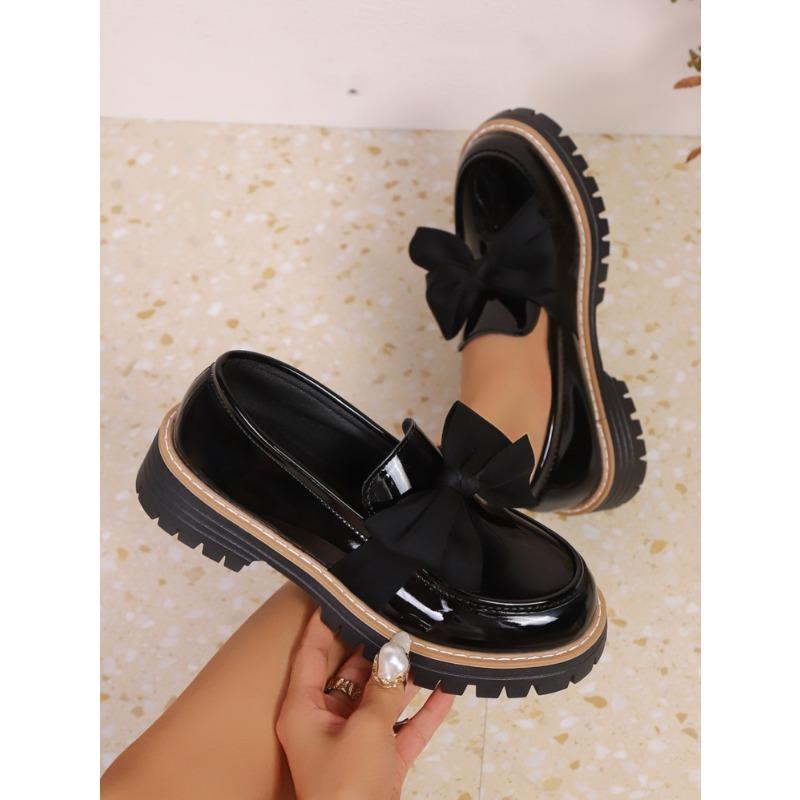 Women's Plus Size Chunky Sole Non Slip Loafers New Autumn European American Fashion Versatile Leather Flats