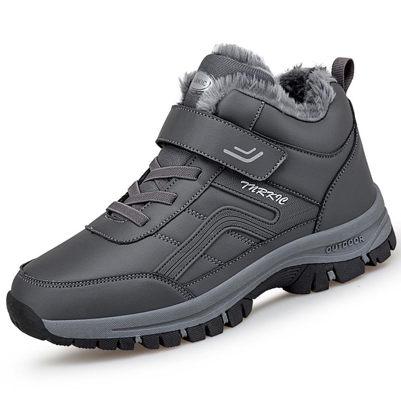 Winter Women Men Boots Waterproof Leather Boots Man Plush Warm Sneakers Man Outdoor Ankle Snow Boots Casual Shoes Big Size