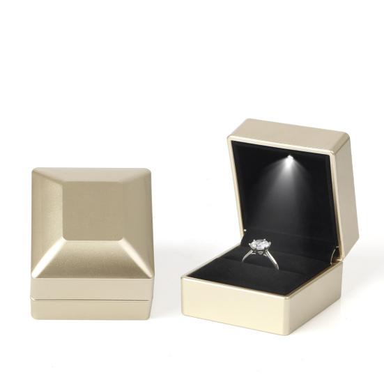 Luminous Ring Box with LED Light Compact Design Portable Soft Lining Engagement Ring Box Jewelry Gift Box