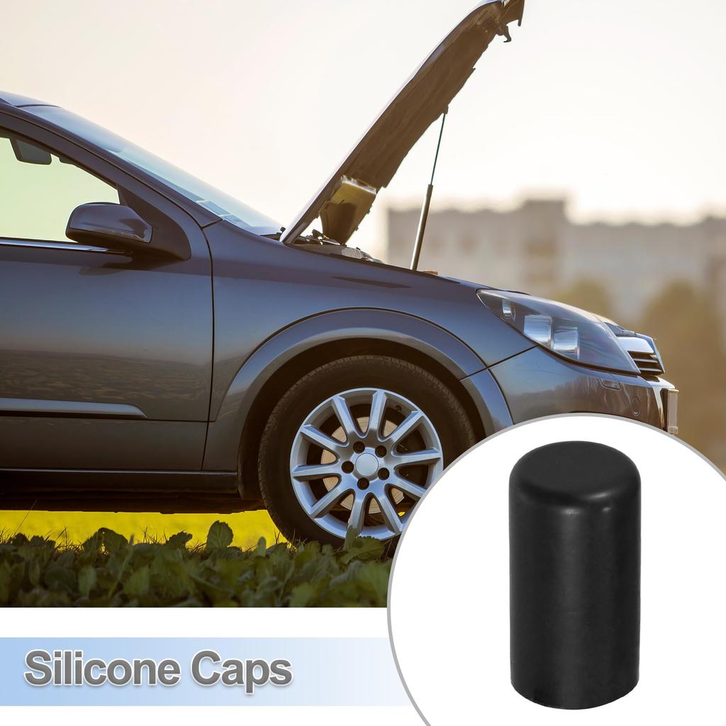 X AUTOHAUX 5pcs 10mm 0.39" Silicone Hose Cap Intake Vacuum Hose Tube End Plug Car Black
