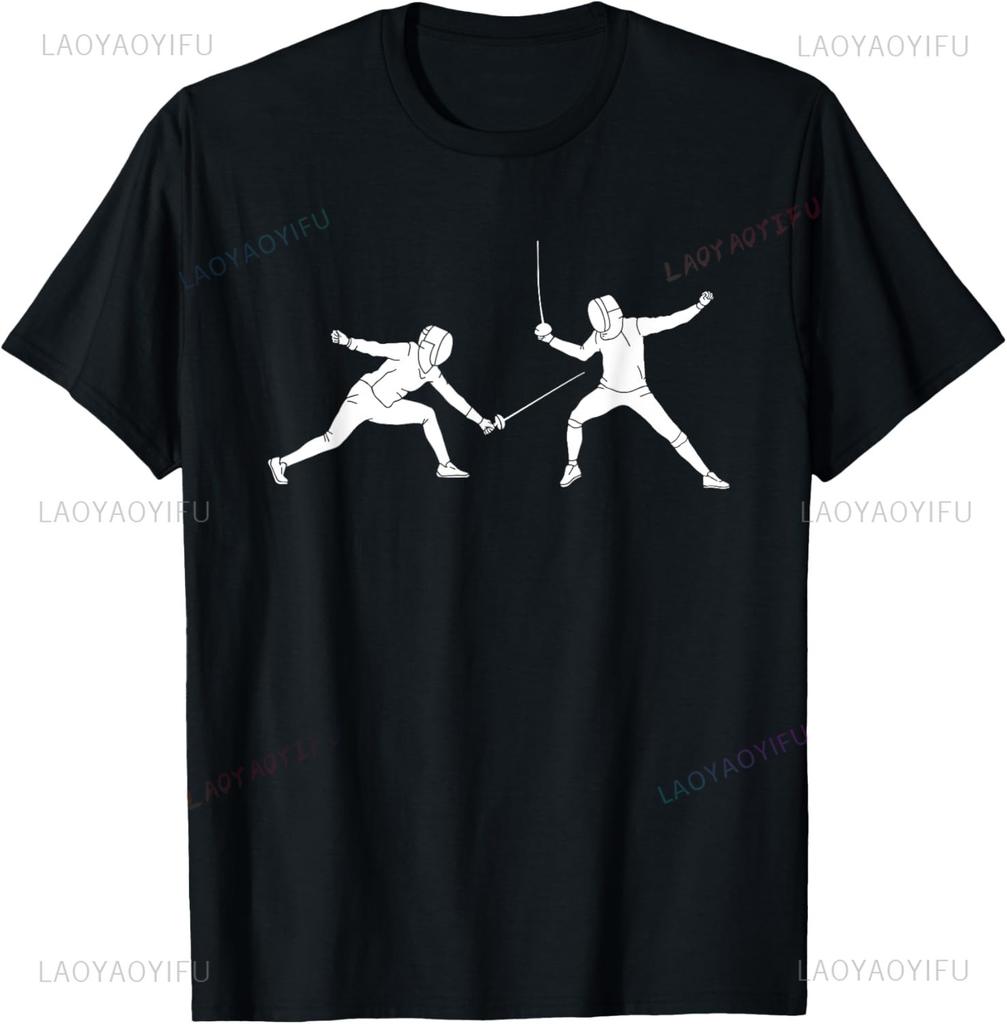 HEMA Longsword Male Fencing Sketch T-shirt T-Shirt and Vintage Fencing Sport Outfit Retro Fencer Gift Fencing T-Shirt Camisas