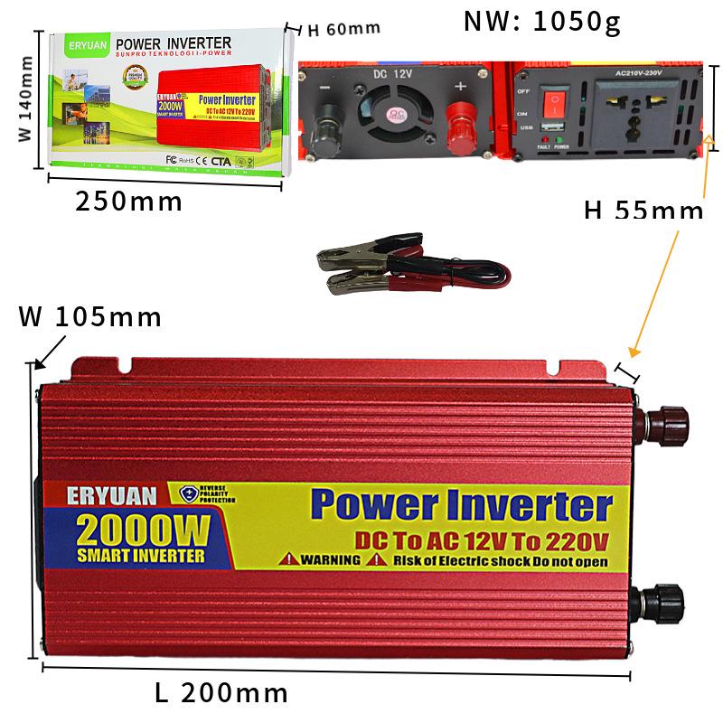 2000W Modified Wave Power Inverter: 220V for 12V/24V/48V/60V Solar and Car Use