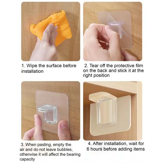 10Pcs Shelf Bracket Self-Adhesive Punch-free Floating Wall Shelf Support Household Supplies