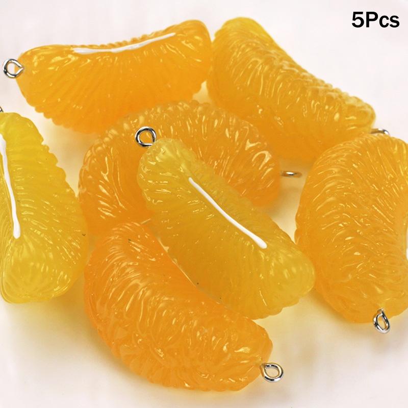 5PCS Realistic 3D Fruit Miniature Resin Beads Lightweight for DIY Bracelet Earring Jewelry Making Beginner Craft Supplies