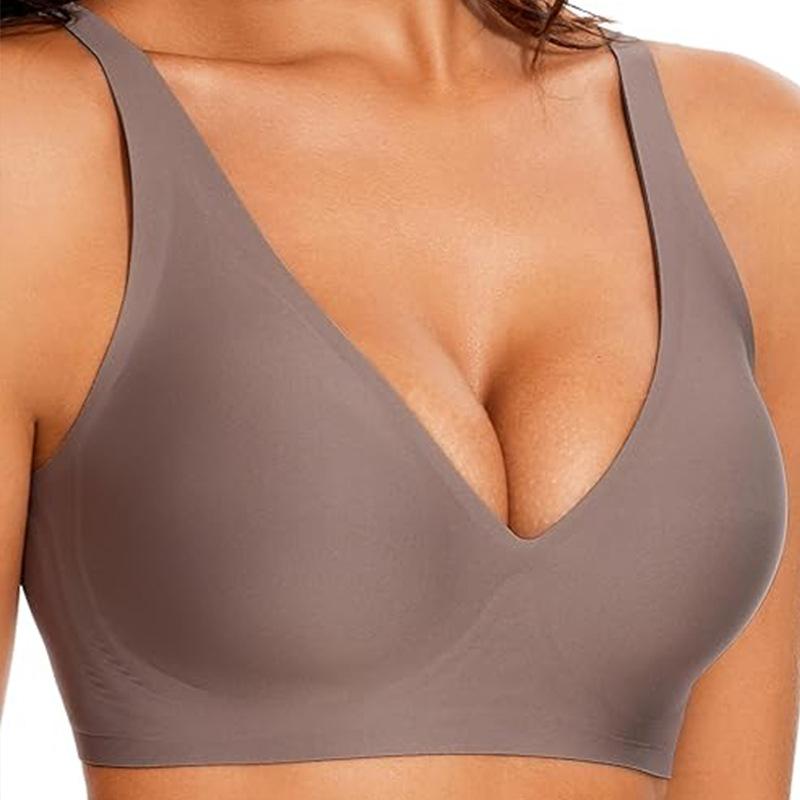 Seamless Wirefree Full Cup Bra for Women Comfortable Undergarment Summer Breathable Black/Beige M-2XL