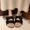 Fashion Fashion Casual Open Toes Casual Plush Slippers for Women 2025 Autumn New Thick Soled Comfortable Buckles Designed Chunky Sandals