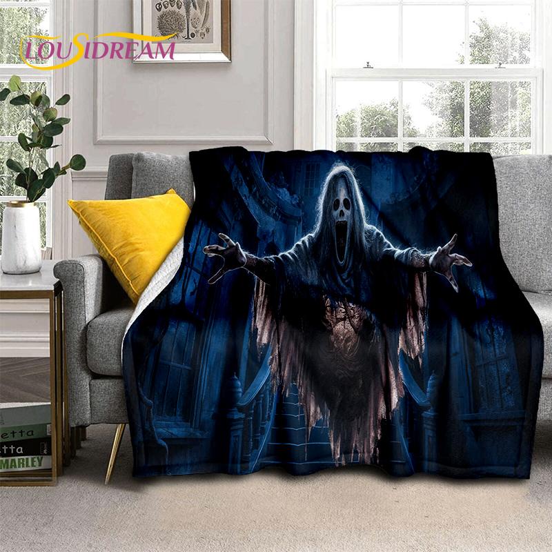 2025 New Gothic Horror Character Skull Ghost Soft Blanket,Soft Throw Blanket for Home Bedroom Bed Sofa Picnic Travel Child Gift
