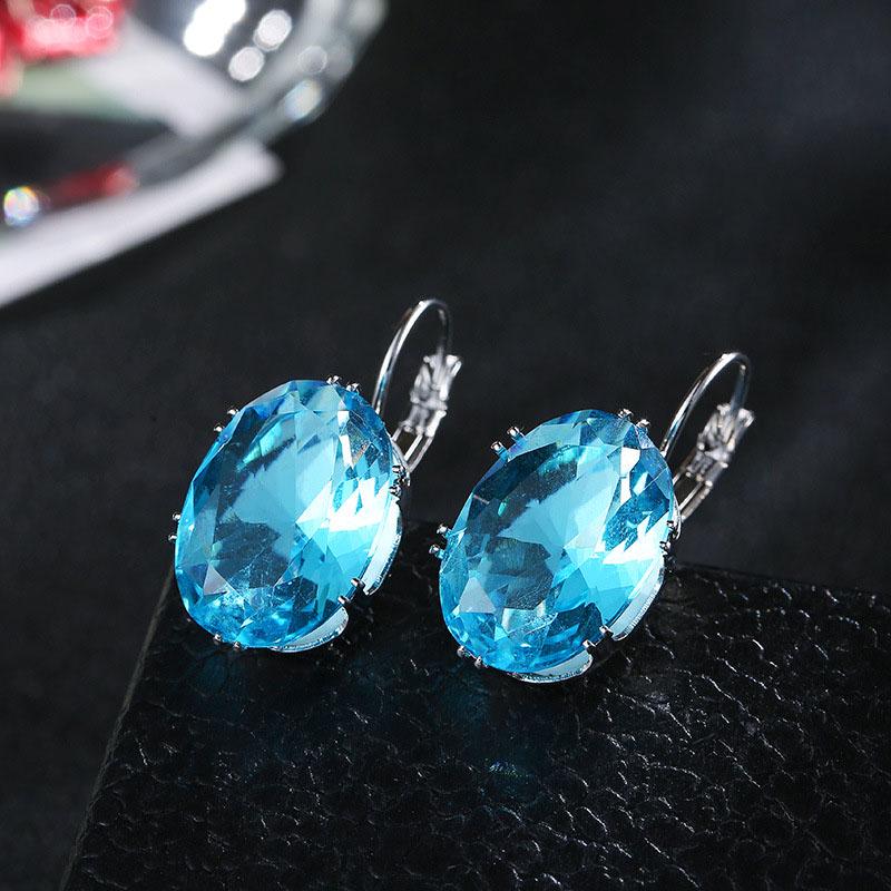 Valentines Day Gift Crystal Big Stone Drop Earrings  Fashion Elegant Party Jewelry ADM