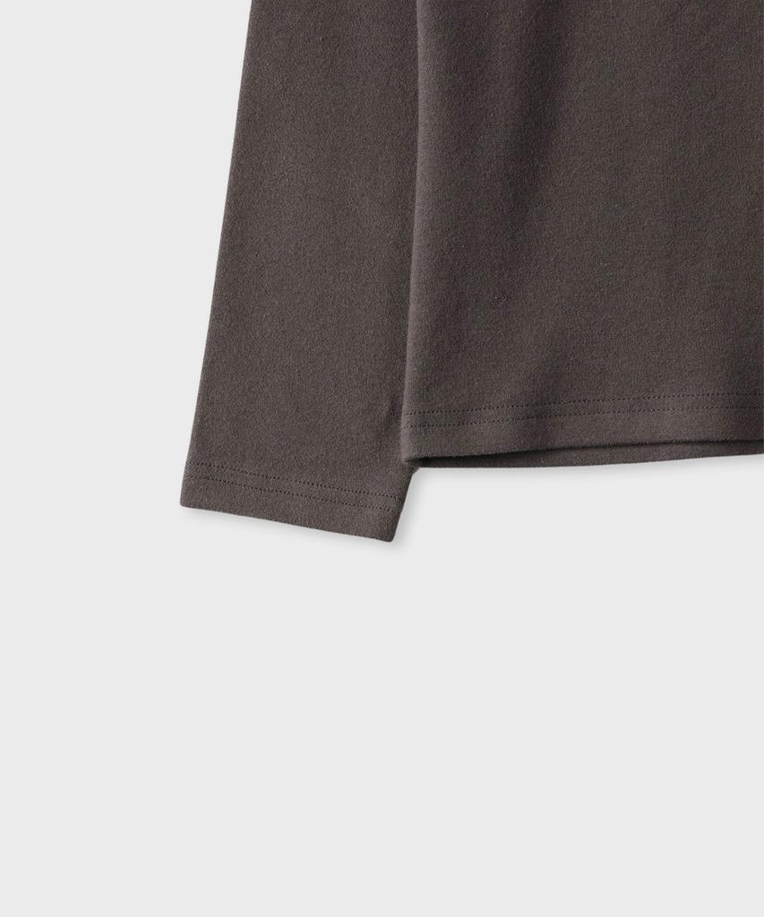 PANICALE Charcoal Open Collar Long Sleeve Polo