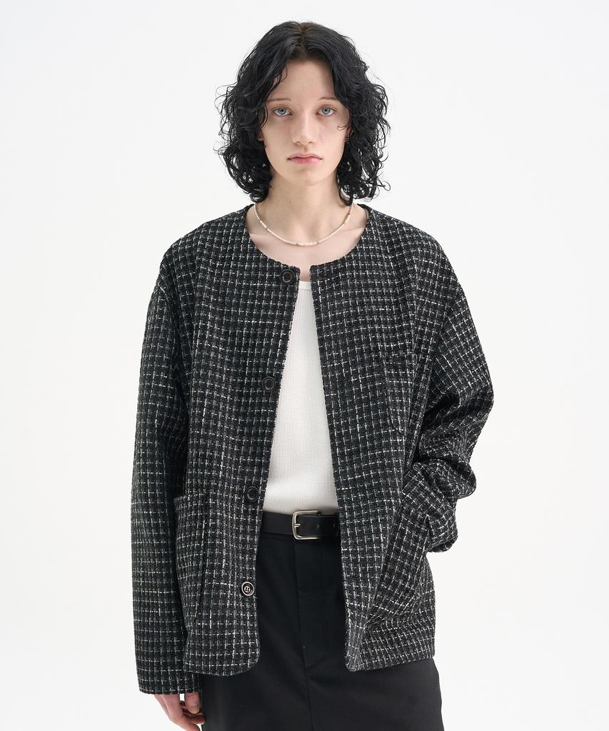 Trip Le Sens Crush Tweed Round Jacket_Vintage Black