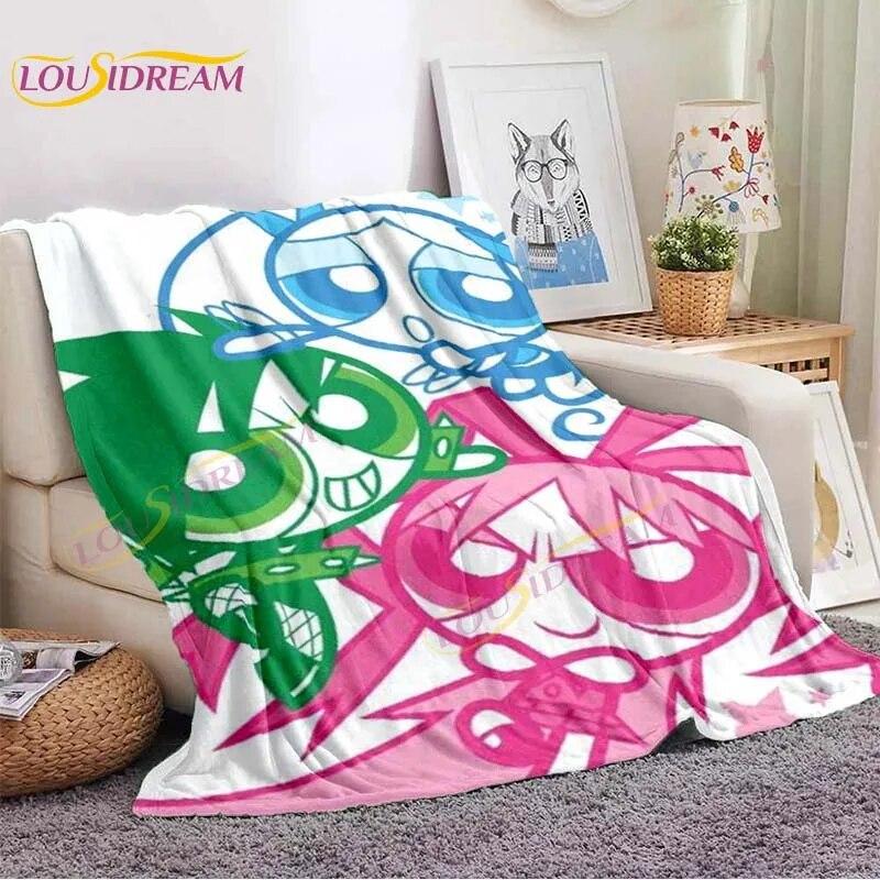 Cartoon Super Flying Girls Blanket Classic Anime Blanket Soft Lightweight Blanket for Sofa Bed Decor 90s Gifts Fannel Blankets