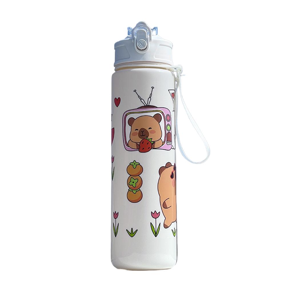 800/700ml Capybara Sport Waterfles met Rietje & Handvat Reis Waterbeker Grote Capaciteit Kawaii Waterfles voor Fitness Sport