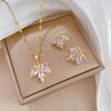 Modisches Elegantes Leichtluxuriöses Vollzirkon Exquisites Elementstil Kupfer Mikro-Inlay Ohrringe Halsketten Set