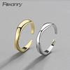 Foxanry Minimalist Wedding Ring for Women Couples Creative Geometric Smooth Anillos Jewelry Gift Size 17.3mm Adjustable