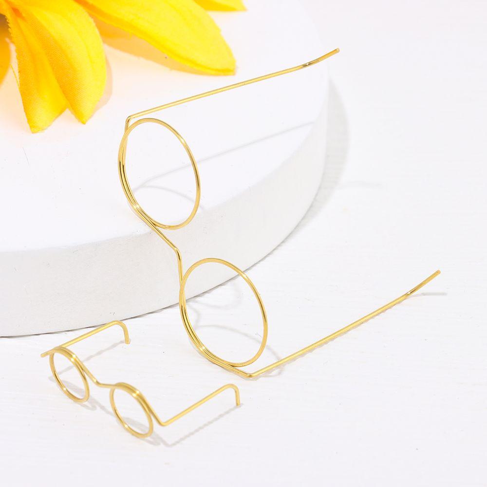 Fashion Retro Cute Gold Lensless Round Frame Doll Glasses