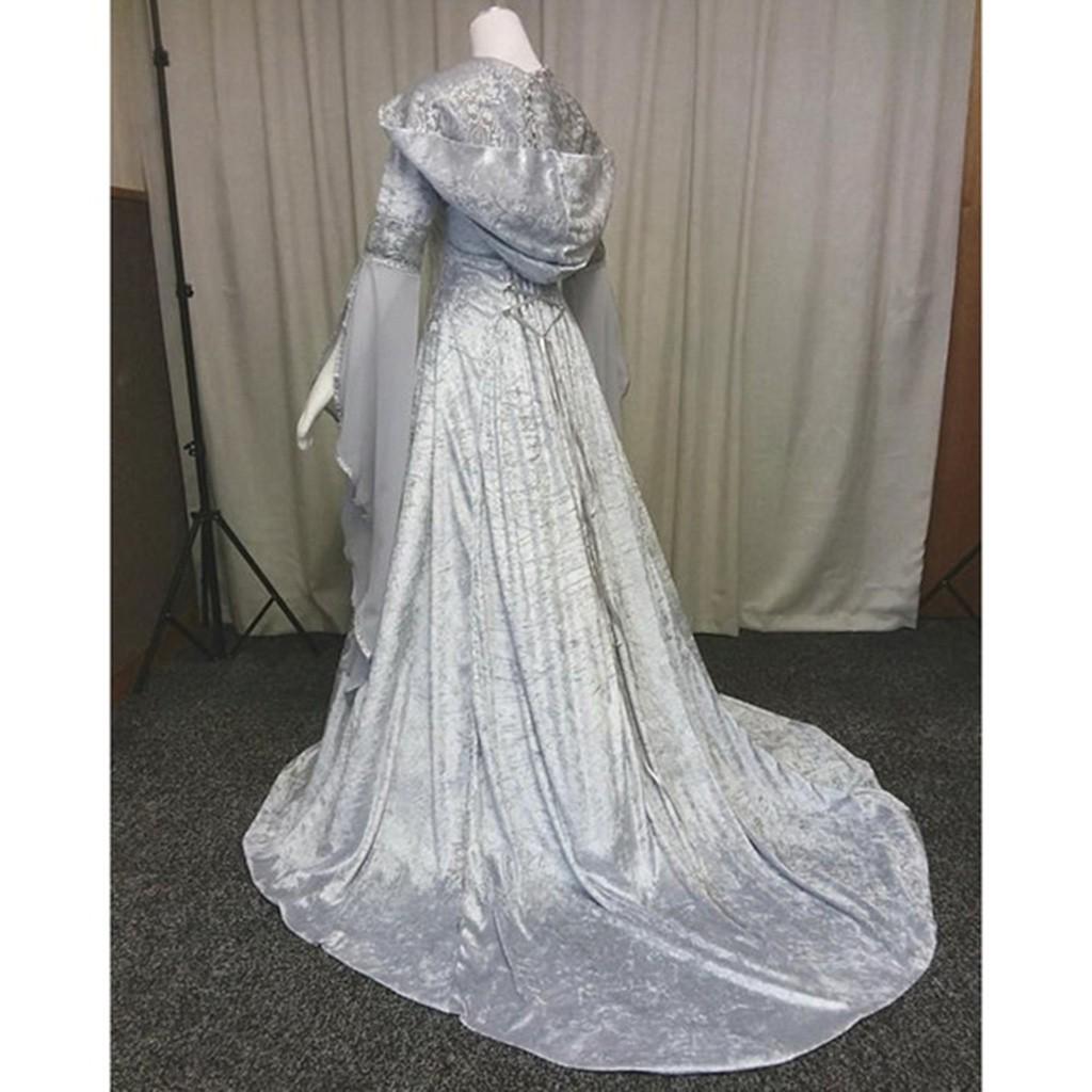 Women's Long Sleeve Hooded Skirt Floor Length Cosplay Dress