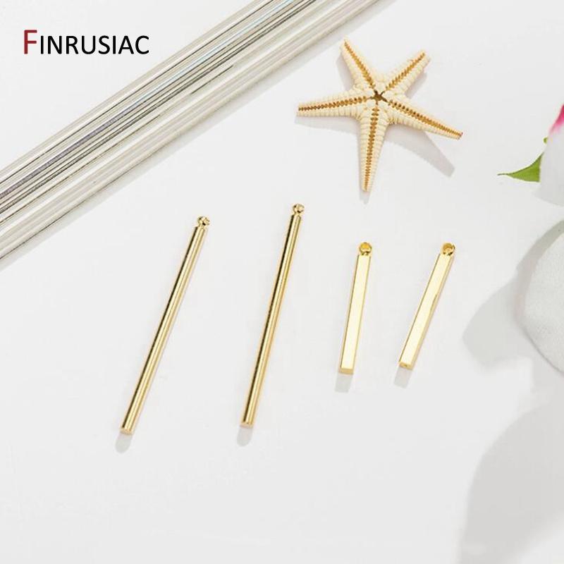 14K Gold-Plated Copper Metal 2 Types Thin Stick Pendants Charms for DIY Earrings Jewelry Making Accessories Components