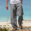 Men's Fashion Casual Loose Solid Color Comfortable Cotton Linen Trousers