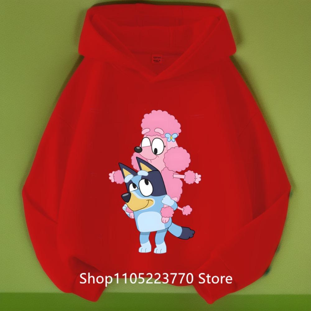 2026 Toddler Bluey Hoodie Rib Cuffs Winter Cartoon Anime Print Cozy Sweatshirt Boys Girls