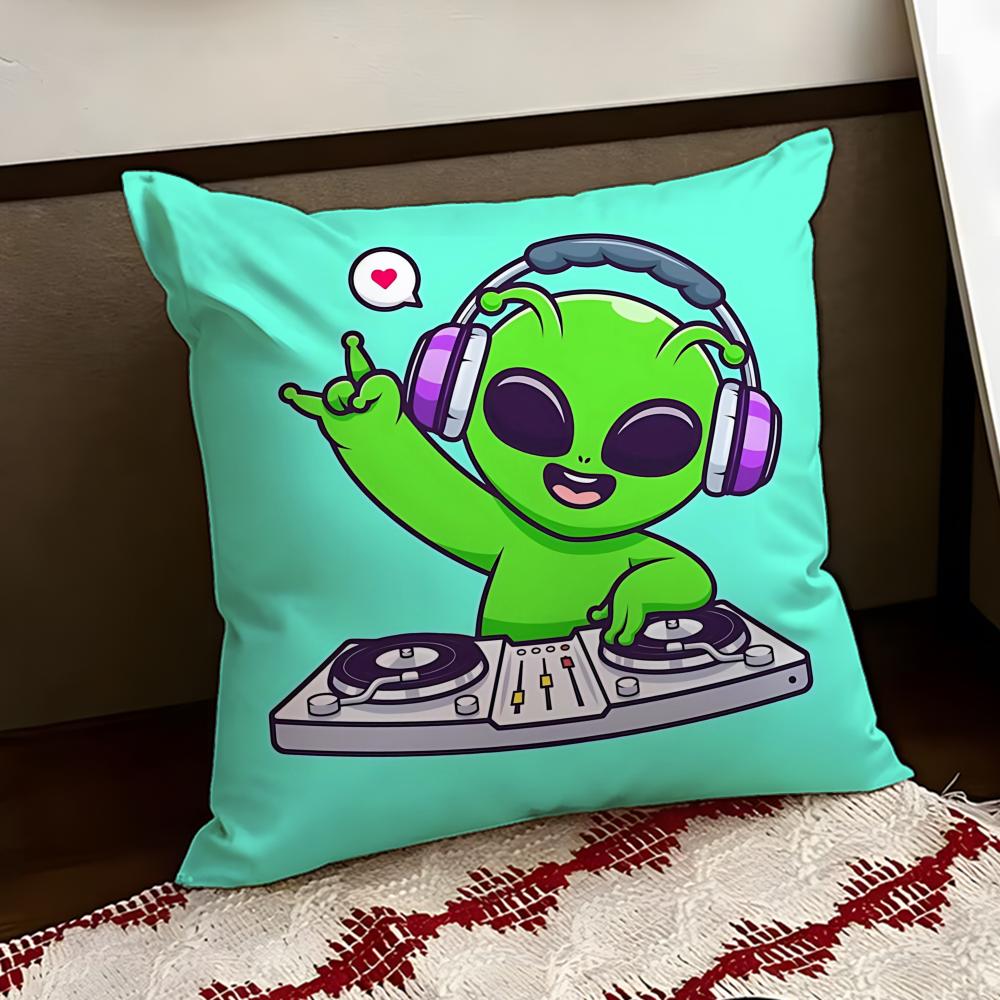 Loopy Silly Alien Cushion Cover Reversible Soft Durable Pillow Cover Home Car MultiScene Use for Daily Comfort