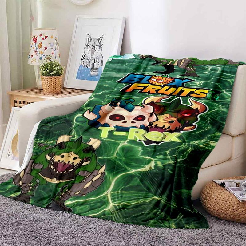 HD B-Blox Fruit 3D Cartoon Game Gift Blanket,Soft Throw Blanket for Home Bedroom Bed Sofa Travel Picnic Office Cover Kids