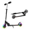 TENBOOM Roller für Kinder von 3-12 Jahren, 2-rädrig, LED-Reifen, 50 kg Tragfähigkeit, faltbar, mit Fußbremse, Schwarz