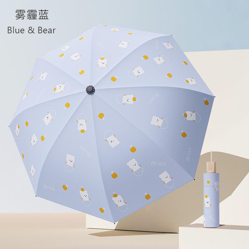 Three-fold outdoor parasol UV-proof female simple flower umbrella thickened vinyl umbrella for both weather and rain